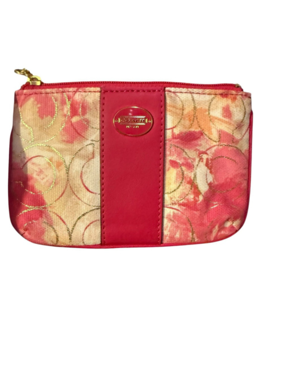 Coach Corner Zip Wristlet in Signature Canvas with Heart Print